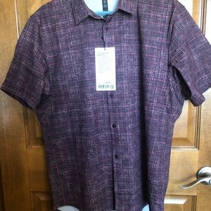 Lululemon Mens Airing Easy SS Button Shirt Ventlight Mesh Size L Check Cassis